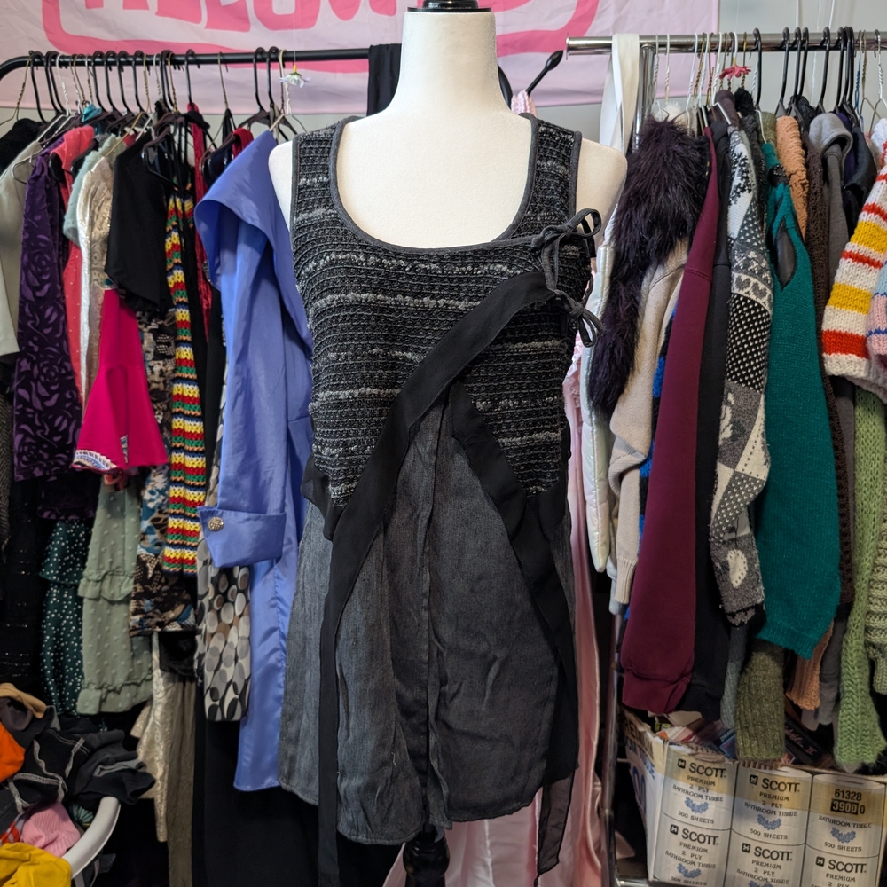 Women's Black and Gray Subversive Sleeveless Top